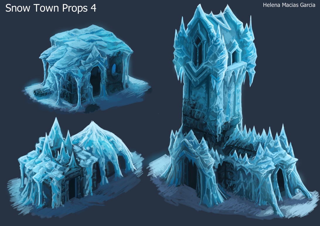 Snow Town Frozen Buildings